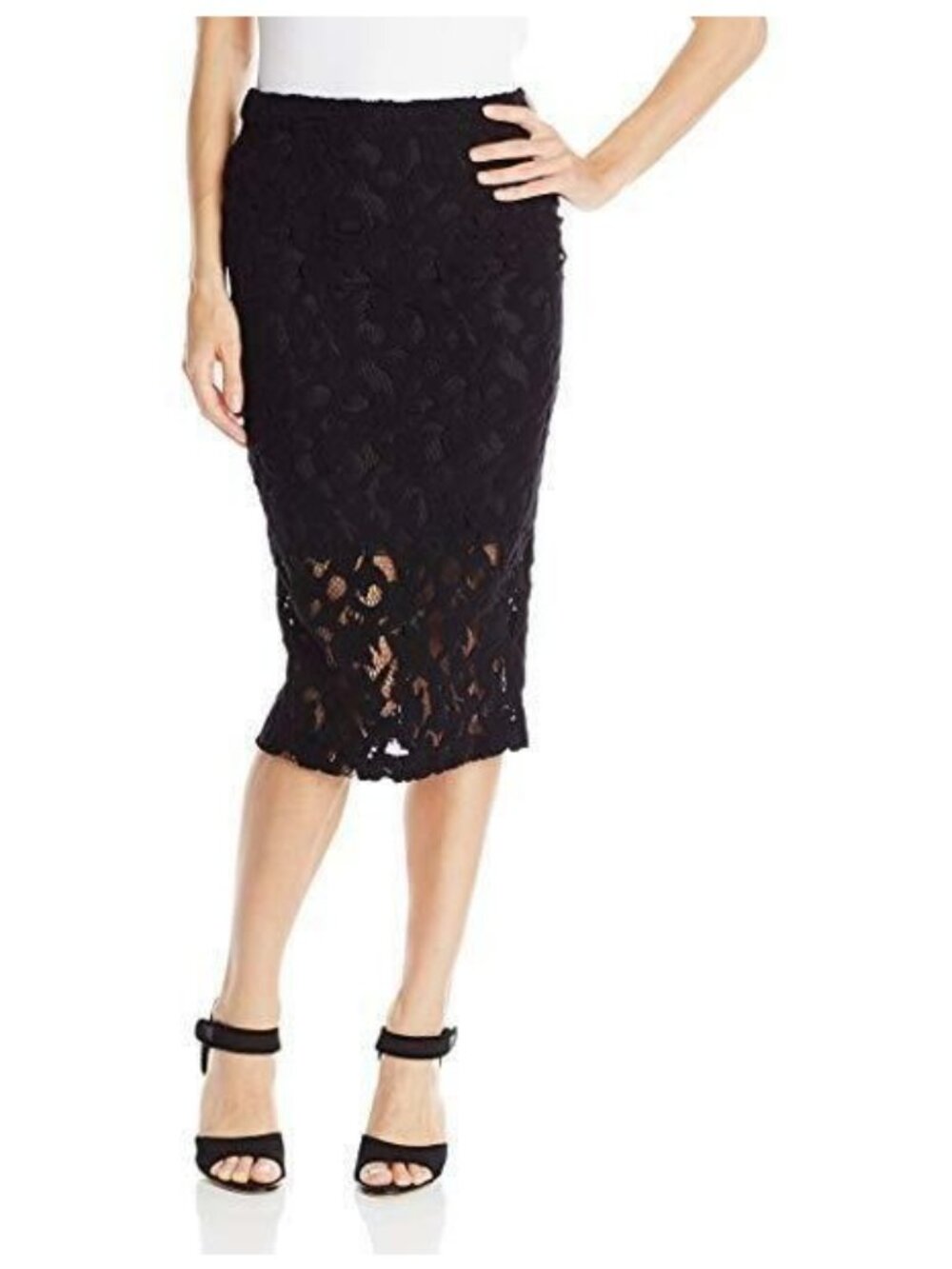 Parker Sandia Skirt Lace Pencil Size 2 XSmall Black Rear Slit